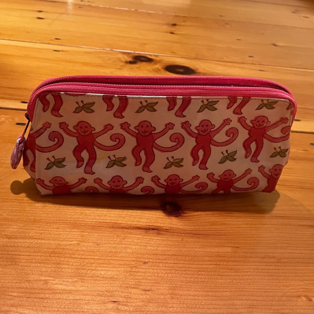 Roller Rabbit Pink Monkey Makeup Bag